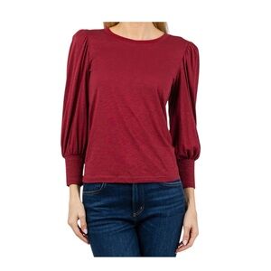 NEW NATION LTD Loren Peasant Tee Size Large Sangria